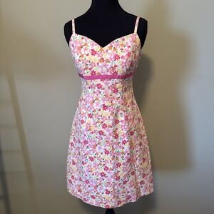 Vintage Lilly Pulitzer Dress White Label Size 4 Floral White & Pink Lady Bugs